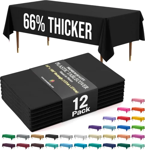 Vista 71 de Exquisite 66% Thicker Premium Plastic Table Cloth Rectangle Table Cover 0.5 Mil 6 Pack Aqua Table Cloth 54 Inch x 108 Inch Disposable Tablecloth