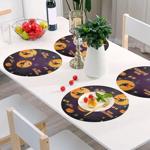 Vista 6 de Orange Moons PVC Plate Mat, Non Slip Heat Place Mat for Kitchen one sizex1