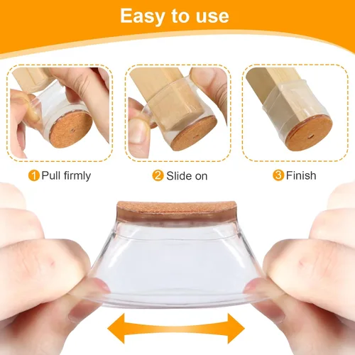 Vista 2 de Ansible Paquete de 36 protectores de suelo para patas de silla para suelos de madera dura, fundas de fieltro de silicona, tapas para proteger