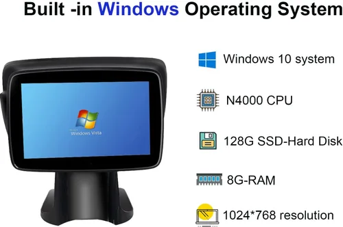 Vista 2 de MEETSUN A3D Windows todo en un sistema de punto de venta al por menor de la pantalla táctil del terminal de la caja registradora POS SET04