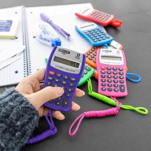 Vista 6 de BAZIC Products Calculadora de tamaño de bolsillo, pantalla LCD de 8 dígitos, con cuerda para el cuello, apagado automático, batería incluida
