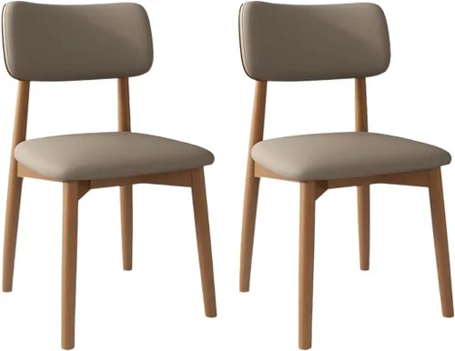 Vista 22 de YVYKFZD Solid Wood Dining Chairs, Kitchen Chairs Set with Curved Backrest, Leather Upholstered Dining Room Chair, Armless Living Room Chair, for