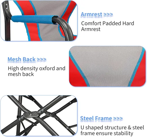 Vista 4 de Northroad Silla mecedora de gran tamaño, silla de director plegable portátil, silla de campamento mecedora para patio al aire libre, patio, césped