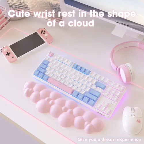 Vista 2 de Almohadilla reposamuñecas para teclado de juegos, teclado de espuma viscoelástica, reposamanos ergonómico, reposamuñecas para teclado