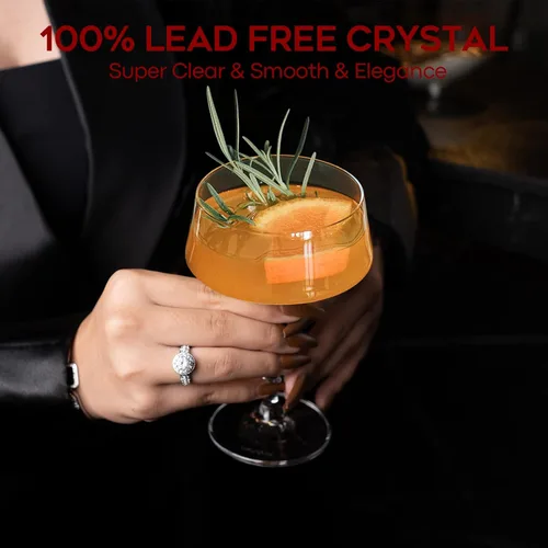 Vista 2 de Juego de 6 copas de Martini Chouggo, copas de cóctel cupé de 8Oz, copas de cristal premium sopladas a mano para bar, martini, cóctel cosmopolita