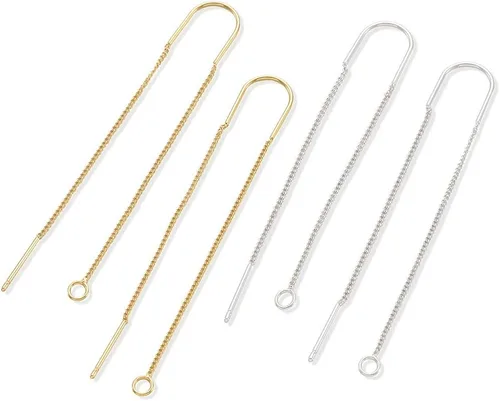 Vista 14 de Craftdady 10 hilos de cadena larga de oro de 18 quilates de 2.85 pulgadas de bola/cruz de eslabones colgantes con puente, anillo de salto