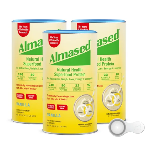 Almased Proteína en Polvo para Bajar de Peso Kit para Hombres y Mujeres, Batido Natural de Reemplazo de Comida para Bajar de Peso, Suplemento, 24