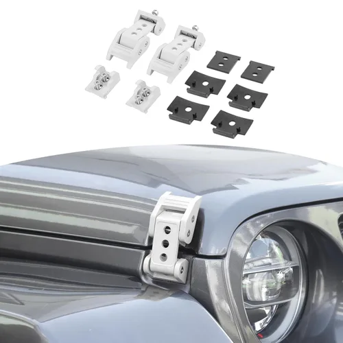 Vista 14 de RT-TCZ Para Wrangler Hood Latch Lock Lock Catch, Cierres de aluminio para Jeep Wrangler 2007-2017 JK JKU 2018+ JL JLU 2020+ Gladiator JT Negro