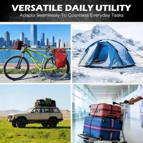 Vista 8 de 5 cuerdas elásticas de 24 pulgadas con ganchos de mosquetón, correas elásticas de goma resistentes, cuerda elástica con clips de mosquetón