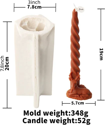 Vista 2 de Christmas Spiral Taper Candle Mold, Long Twisted Silicone Candle Mold, Christmas Pillar Candle Mold for Candle Making, Xmas Home Decor (Deer)