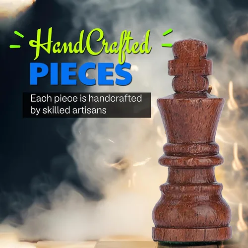 Vista 7 de Ajuny Juego de Ajedrez Magnético para Viaje - Madera de Acacia Hecha a Mano, Tablero Plegable con Elegante Almacenamiento Edades