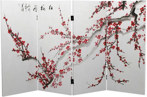 Vista 9 de Red Lantern Pantalla plegable de lona corta de doble cara de 2 pies con 3 paneles independientes y separador para dormitorio moderno