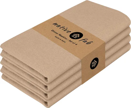 Vista 54 de Native Fab Blue Cloth Napkins, 4 Pack, 100% Cotton, 17x17 Inches, Heavy Duty, Soft Texture, Quick Drying, Great for Spring Holidays, Family