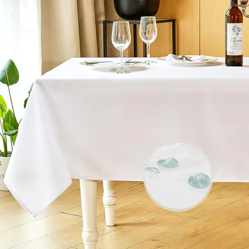 Vista 10 de Mebakuk Mantel rectangular de lino para casa de campo, impermeable, antiencogimiento, suave y resistente a las arrugas, mantel decorativo de tela