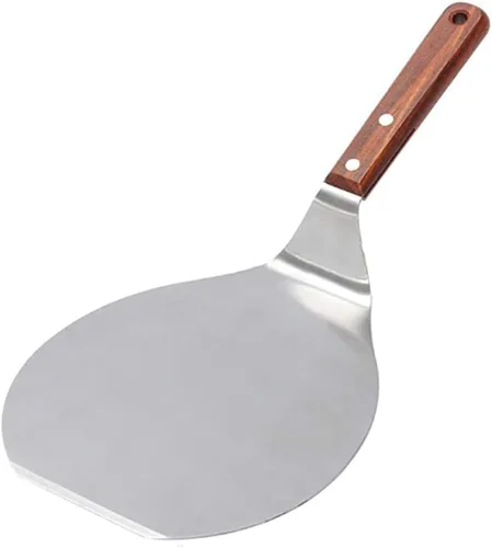 Sartenes para pizza, Acero inoxidable Pizza Peel Mango de madera, Ronda Pastel Pizza Pala Cocina Hornear Herramienta