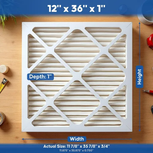 Vista 3 de Filtro de aire plisado MERV 8 de Aerostar de 12 x 36 x 1 pulgadas, 11 7/8 x 35 7/8 x 3/4 pulgadas, caja de 4
