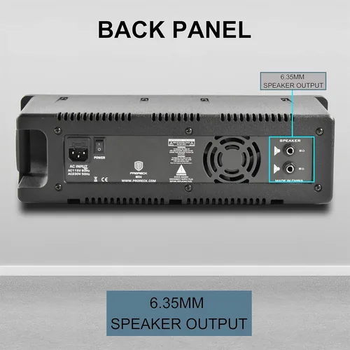 Vista 4 de PRORECK MX10 - Mezclador de sonido de 1600 W, Bluetooth, 6 canales, con parlantes pasivos de 10 pulgadas, sistema PA