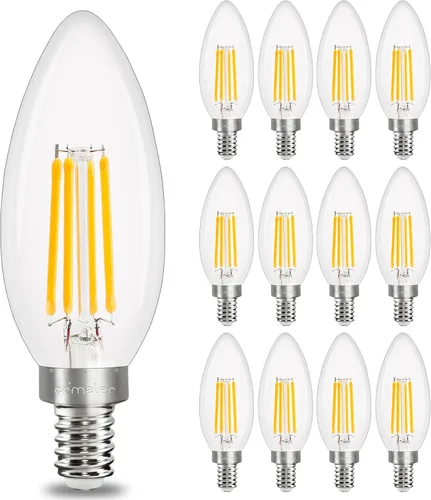 Vista 8 de comzler Bombilla LED E12 para candelabro regulable, bombilla de lámpara de araña 2700K blanco cálido, equivalente a 40W, bombillas tipo B