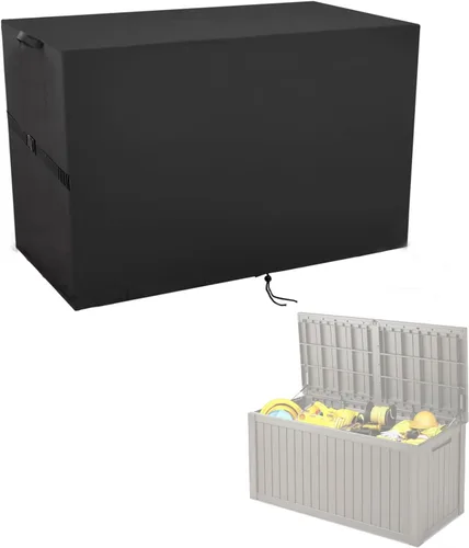 Vista 10 de Cubierta de caja de almacenamiento al aire libre, cubierta de resina impermeable para caja de almacenamiento, 13.38 pulgadas de largo x 46.75