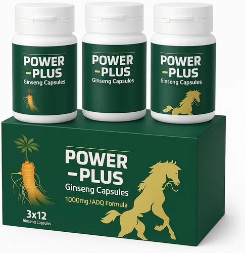 Power Plus Super - Cápsula de ginseng rojo coreano con raíz de ginseng (36 cápsulas, regular)