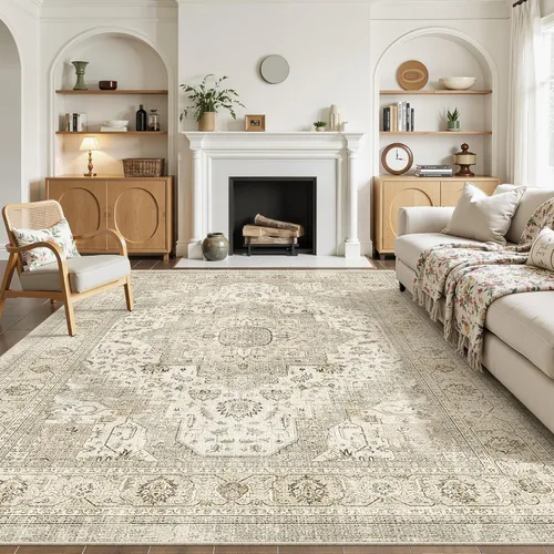 Vista 16 de Roxstand Alfombras de área de 5 x 7, resistentes a las manchas, lavables a máquina con parte trasera antideslizante, alfombras vintage