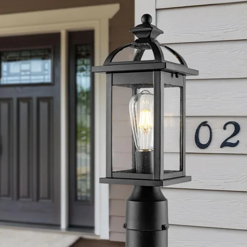 Vista 8 de Darkaway Luces de poste para exteriores, postes de iluminación al aire libre, luces de poste de aluminio impermeables con vidrio, luces de poste