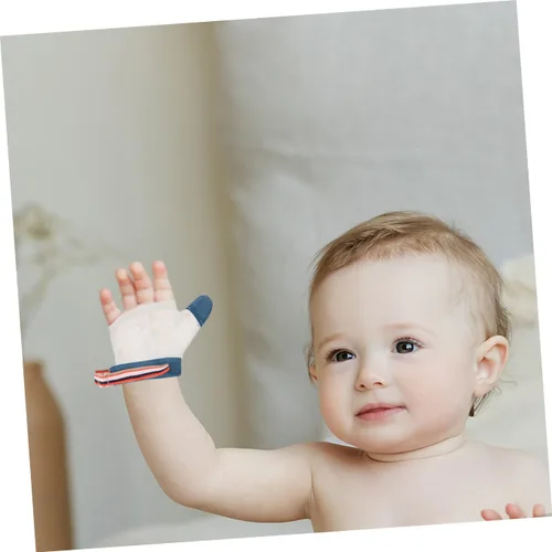 Vista 4 de MERRYHAPY Protector de succión de pulgar para bebé, protector de succión de pulgar para bebés, paquete de 2 pares de guantes para chupar los dedos