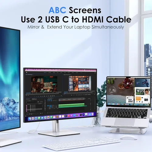 Vista 3 de LENTION Cable USB C a HDMI 2.0 de 10 pies 4K a 60 Hz, cable Thunderbolt 3/4 a HDMI, compatible con USB-C MacBook Pro 13/15/16 2025-2016, nuevo iPad