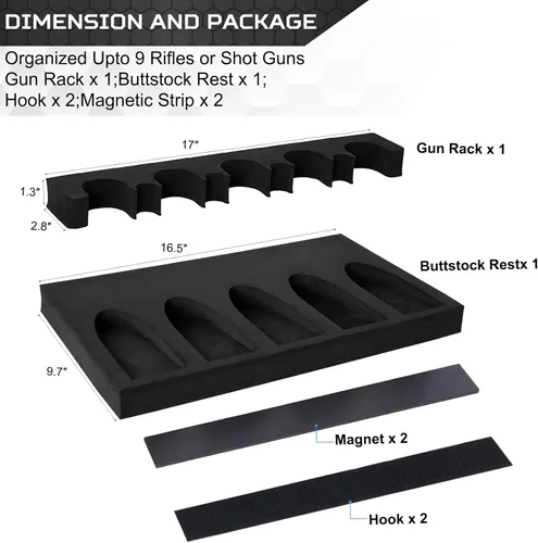 Vista 2 de OCQOTAT Gun Rack for Gun Storage, Gun Safe Accessory for Shotguns, Gun Holder in Gun Cabinet, Shotgun Rest, Foam Material with Magnetic Strip and