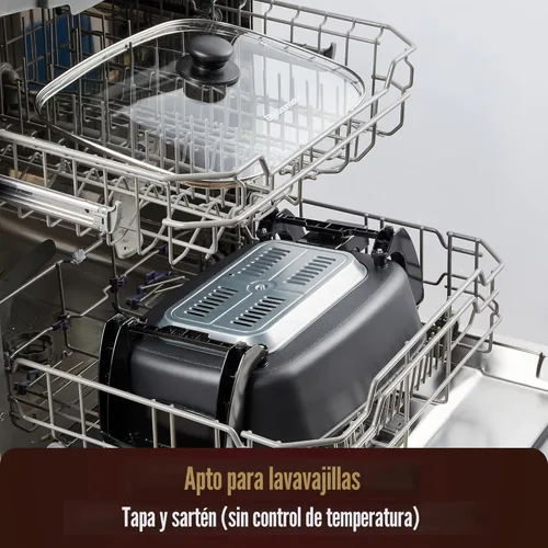 Vista 7 de Elite Gourmet Sartén eléctrica de 15" x 12" x 4", plato extra profundo, Ceralast sin PFAS Ceralast, calor rápido de 1500 W, tapa ventilada de vidrio