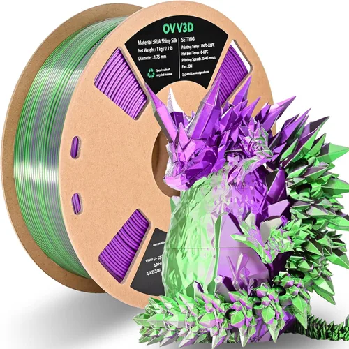 Vista 30 de OVV3D - Filamento PLA para impresora 3D de 8.82 oz x 4 bobinas, PLA Transparente Pla Multicolor