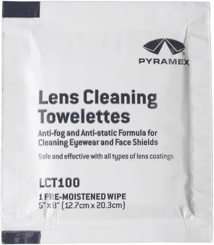 Vista 3 de Pyramex Safety - Toallitas de limpieza de lentes empaquetadas individualmente, sin rayas, 100 piezas