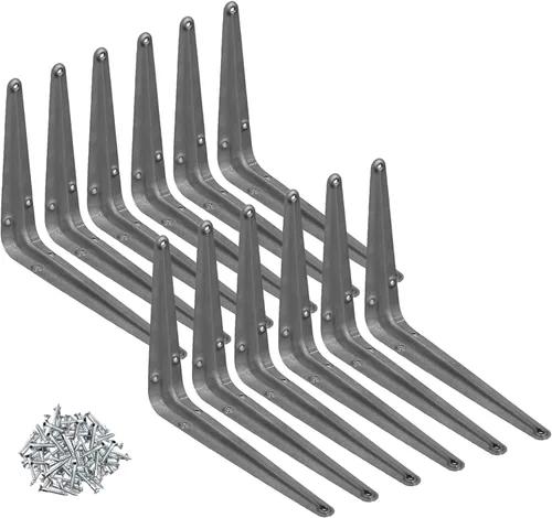 Vista 10 de Soportes de estante de esquina de pared de metal de 3 x 4 pulgadas, color gris, paquete de 4