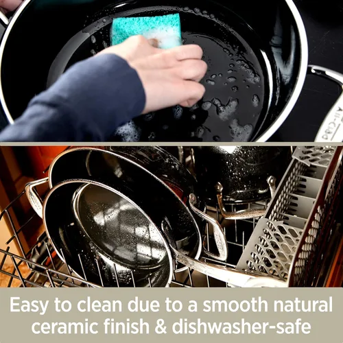 Vista 9 de All-Clad FUSIONTEC - Olla para sopa de cerámica natural con núcleo de acero, 4 cuartos de galón, ónix