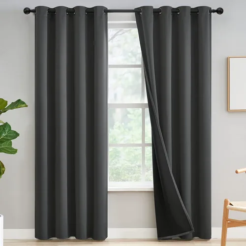 Vista 53 de Yakamok Cortinas 100% opacas para dormitorio, 2 paneles, cortinas de ventana completamente opacas, paneles de ventana con aislamiento térmico