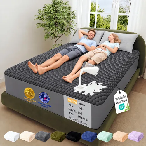 Vista 10 de OhGeni - Protector de colchón 100 % impermeable, almohadilla suave para colchón tamaño individual, resistente al pelo de mascotas y a la enuresis 1