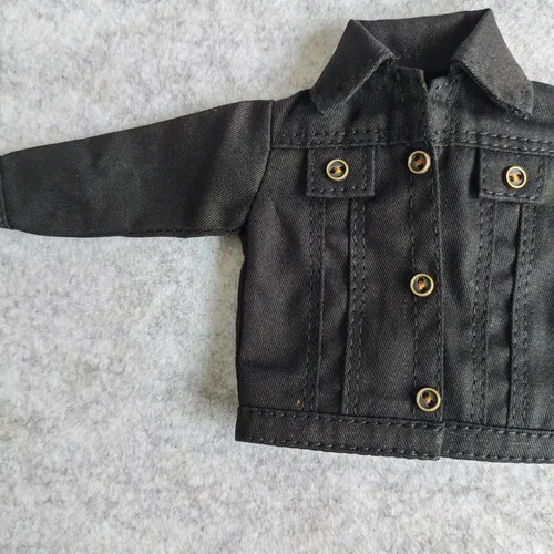 Vista 2 de SSbeauty M 1:6 Scale Jeans Coat Jacket for 12" TBLeague Phicen Macho Mujer Juguete Figura de Acción Muñeca Ropa (negro)