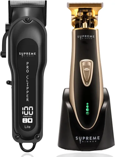 Vista 10 de Supreme Trimmer Combo 2 en 1 Pro Clipper y DLC T-Shaper Recortadora de barba profesional ST5206 y cortapelos STC5030 kit de barbero Negro