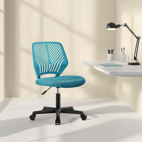 Vista 54 de Yaheetech Linda silla de escritorio para niños, silla de computadora pequeña sin brazos con soporte lumbar para adolescentes, respaldo bajo, Verde