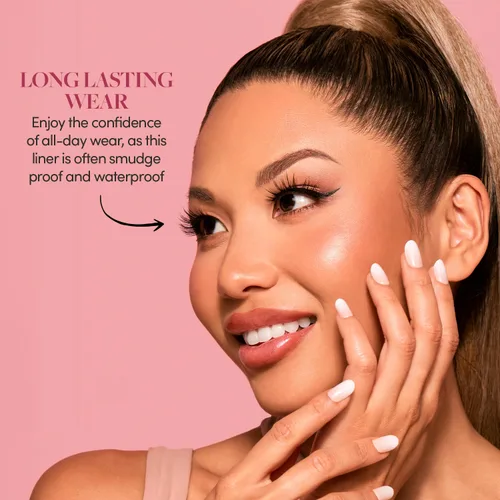 Vista 3 de Glamnetic Delineador de ojos magnético con punta de fieltro, color negro, 0.025 onzas líquidas, color negro, resistente a las manchas e impermeable