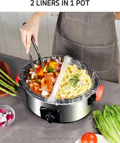 Vista 7 de Syntus Revestimientos para olla de cocción lenta, 10 bolsas de cocina desechables de tamaño pequeño, bolsas de plástico, para bandejas de cocción