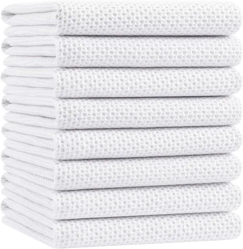 Vista 272 de Homaxy Paños de cocina de 100% algodón con tejido de gofre, ultra suaves, absorbentes, de secado rápido, 12 x 12 pulgadas, paquete de 6, amarillo