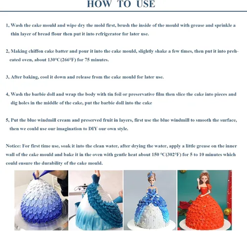 Vista 5 de FETESUR Vestido de princesa, molde para tartas de muñeca de aleación de aluminio, molde para hornear pasteles para cumpleaños y aniversario