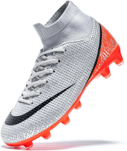 Favdeol Tacos de fútbol para niños y niñas, zapatos de fútbol para entrenamiento de alta calidad, zapatos de fútbol para exteriores e interiores