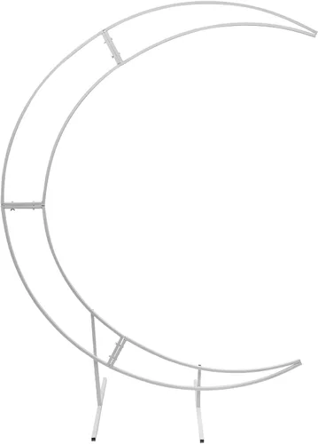 Vista 7 de Arco de boda, soporte de arco de boda de luna creciente de metal de 7 pies, marco de globo de flores curvas, cenadores y arcos para boda, día de San