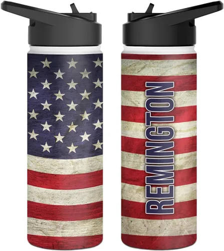 winorax Botella de agua personalizada con la bandera estadounidense, vasos aislados de acero inoxidable, vasos para café, viaje, botella deportiva,