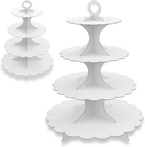 Vista 9 de Soporte redondo negro para cupcakes de 4 niveles, paquete de 2, elegante exhibición de postres para bodas, fiestas, cumpleaños Redondo Negro 2 Pcak