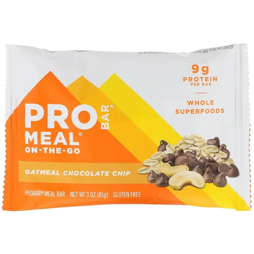 Vista 4 de ProBar Meal-On-The-Go, chispas de chocolate de avena, 12 barras, 3 oz (85 g) cada una