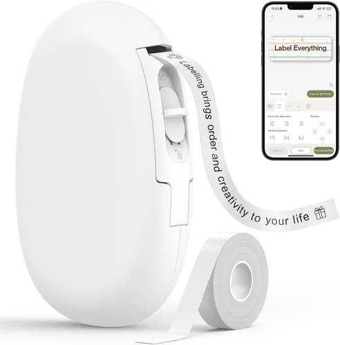 Vista 10 de Máquina etiquetadora Bluetooth SUPVAN E10 con cinta, etiqueta continua impermeable, aplicación versátil con 35 fuentes y más de 1k iconos