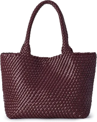 Vista 18 de Bolso de hombro tejido para mujer, asa superior de moda, piel vegana suave